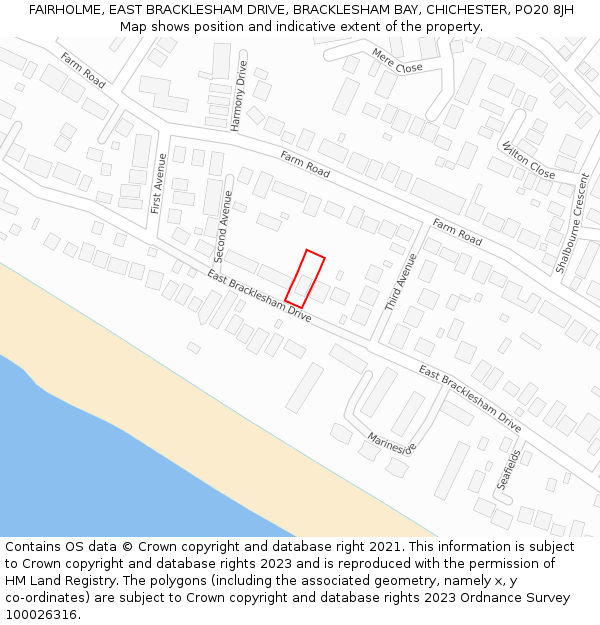 FAIRHOLME, EAST BRACKLESHAM DRIVE, BRACKLESHAM BAY, CHICHESTER, PO20 8JH: Location map and indicative extent of plot