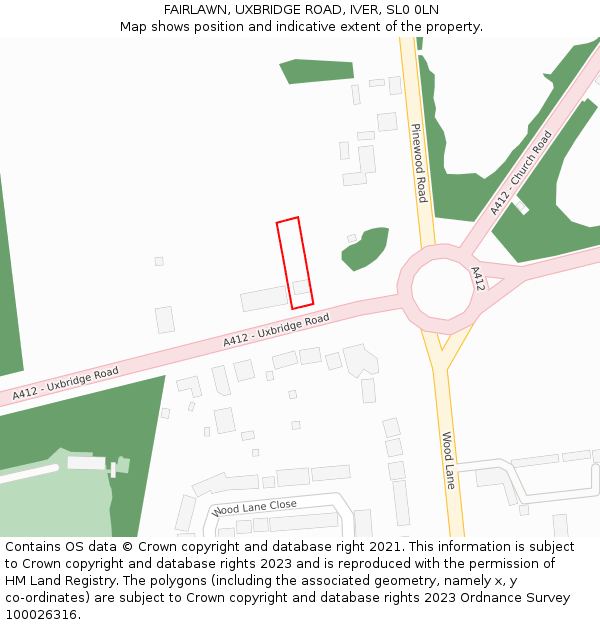 FAIRLAWN, UXBRIDGE ROAD, IVER, SL0 0LN: Location map and indicative extent of plot