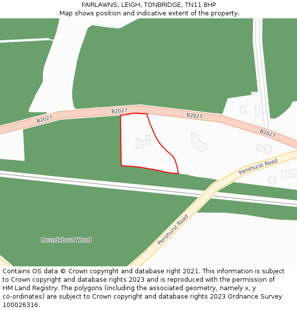 FAIRLAWNS, LEIGH, TONBRIDGE, TN11 8HP: Location map and indicative extent of plot