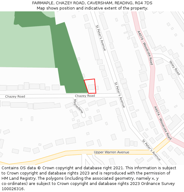 FAIRMAPLE, CHAZEY ROAD, CAVERSHAM, READING, RG4 7DS: Location map and indicative extent of plot