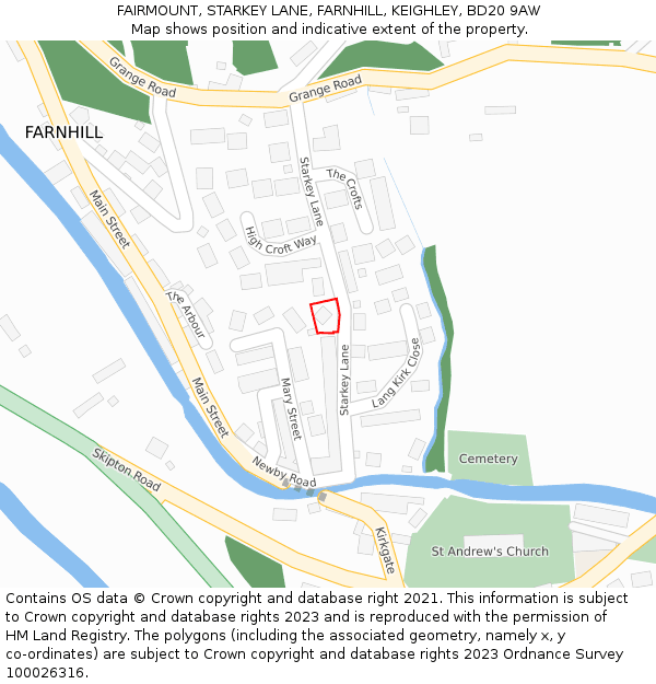FAIRMOUNT, STARKEY LANE, FARNHILL, KEIGHLEY, BD20 9AW: Location map and indicative extent of plot