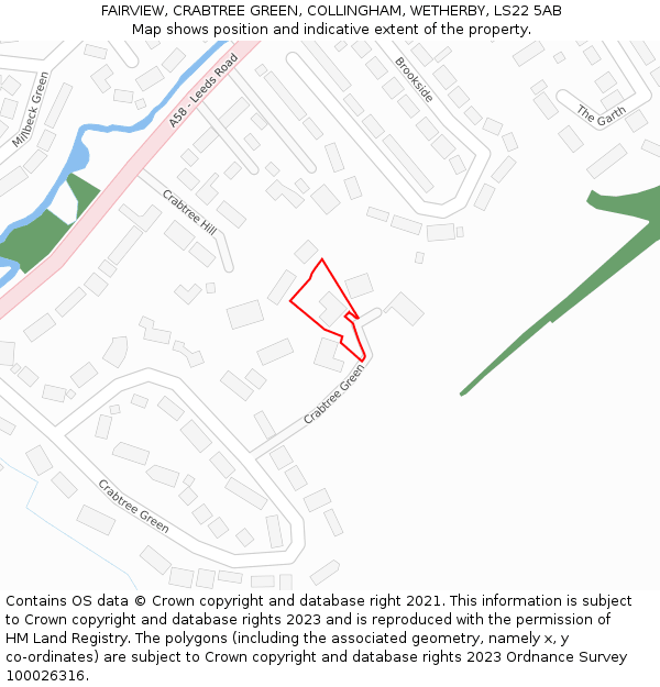 FAIRVIEW, CRABTREE GREEN, COLLINGHAM, WETHERBY, LS22 5AB: Location map and indicative extent of plot