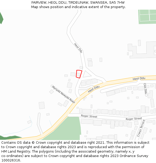 FAIRVIEW, HEOL DDU, TIRDEUNAW, SWANSEA, SA5 7HW: Location map and indicative extent of plot