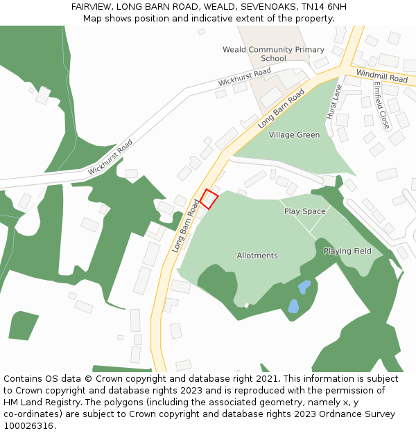 FAIRVIEW, LONG BARN ROAD, WEALD, SEVENOAKS, TN14 6NH: Location map and indicative extent of plot