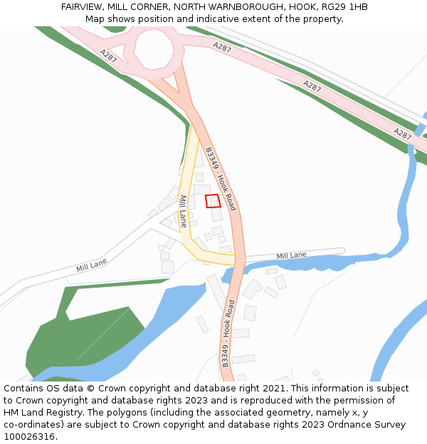 FAIRVIEW, MILL CORNER, NORTH WARNBOROUGH, HOOK, RG29 1HB: Location map and indicative extent of plot