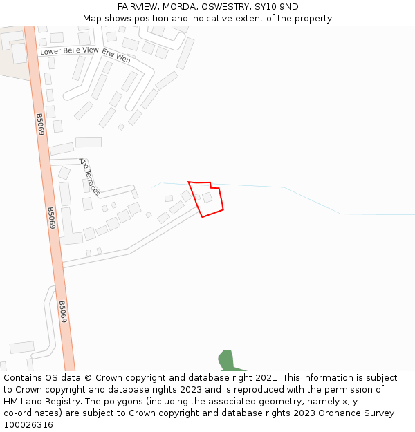 FAIRVIEW, MORDA, OSWESTRY, SY10 9ND: Location map and indicative extent of plot