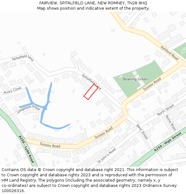 FAIRVIEW, SPITALFIELD LANE, NEW ROMNEY, TN28 8HQ: Location map and indicative extent of plot