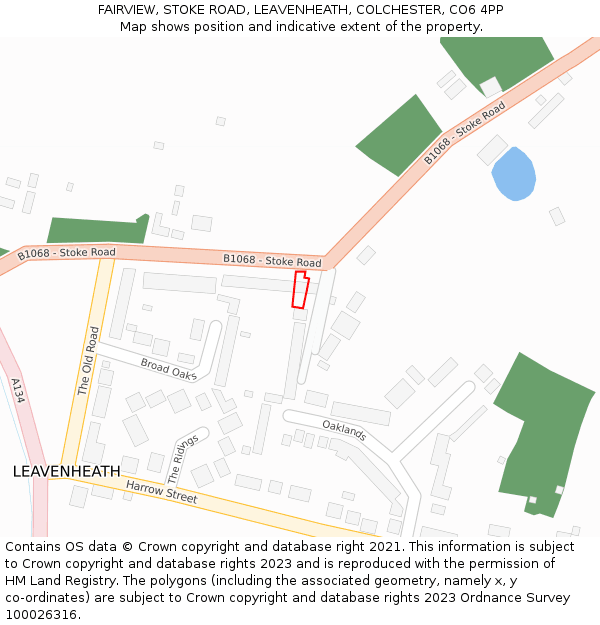 FAIRVIEW, STOKE ROAD, LEAVENHEATH, COLCHESTER, CO6 4PP: Location map and indicative extent of plot