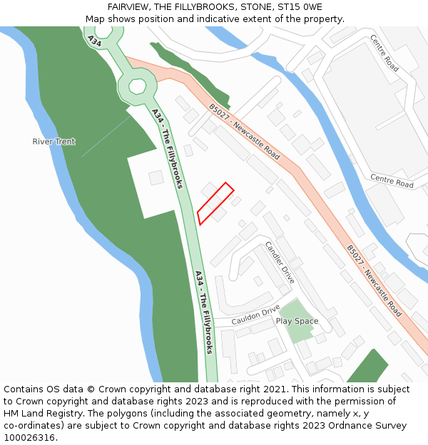 FAIRVIEW, THE FILLYBROOKS, STONE, ST15 0WE: Location map and indicative extent of plot