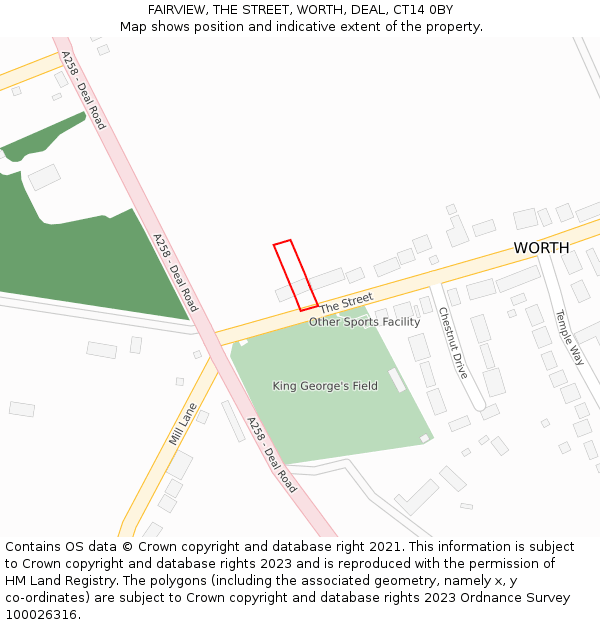 FAIRVIEW, THE STREET, WORTH, DEAL, CT14 0BY: Location map and indicative extent of plot