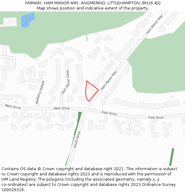 FAIRWAY, HAM MANOR WAY, ANGMERING, LITTLEHAMPTON, BN16 4JQ: Location map and indicative extent of plot