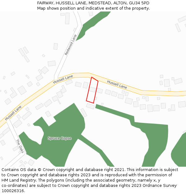 FAIRWAY, HUSSELL LANE, MEDSTEAD, ALTON, GU34 5PD: Location map and indicative extent of plot