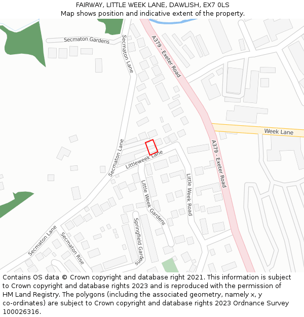 FAIRWAY, LITTLE WEEK LANE, DAWLISH, EX7 0LS: Location map and indicative extent of plot