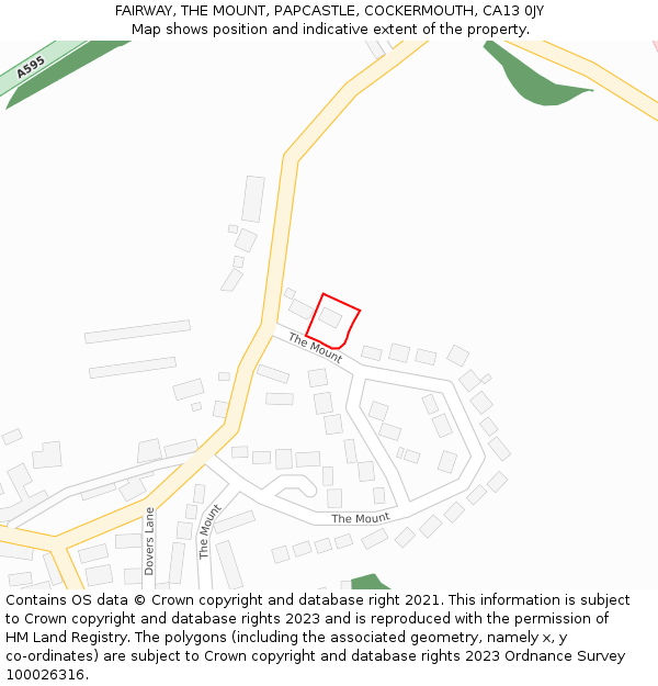 FAIRWAY, THE MOUNT, PAPCASTLE, COCKERMOUTH, CA13 0JY: Location map and indicative extent of plot