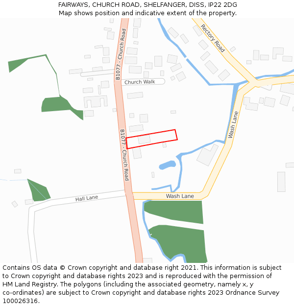 FAIRWAYS, CHURCH ROAD, SHELFANGER, DISS, IP22 2DG: Location map and indicative extent of plot