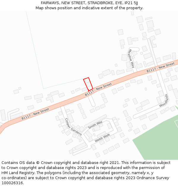 FAIRWAYS, NEW STREET, STRADBROKE, EYE, IP21 5JJ: Location map and indicative extent of plot