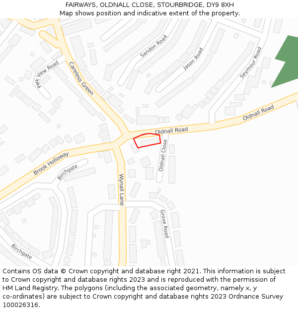 FAIRWAYS, OLDNALL CLOSE, STOURBRIDGE, DY9 8XH: Location map and indicative extent of plot