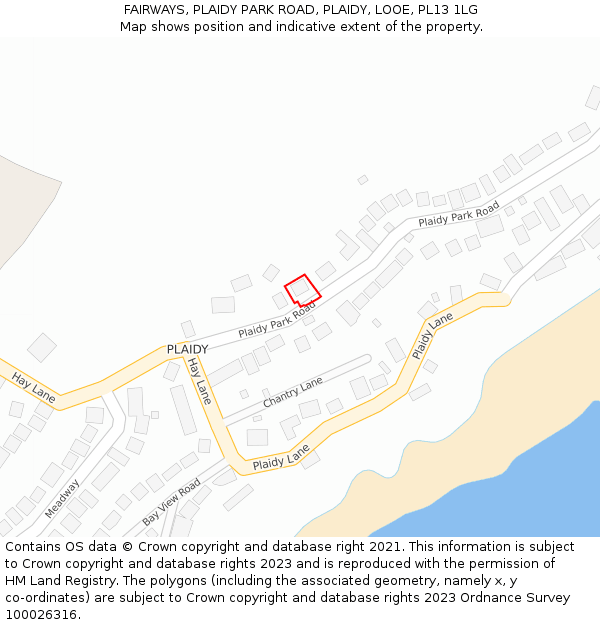 FAIRWAYS, PLAIDY PARK ROAD, PLAIDY, LOOE, PL13 1LG: Location map and indicative extent of plot