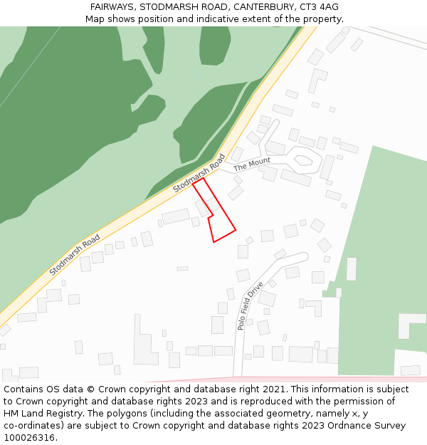 FAIRWAYS, STODMARSH ROAD, CANTERBURY, CT3 4AG: Location map and indicative extent of plot