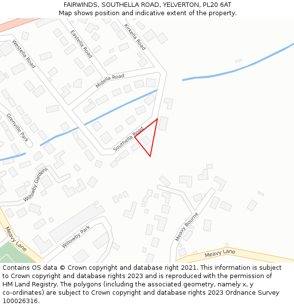 FAIRWINDS, SOUTHELLA ROAD, YELVERTON, PL20 6AT: Location map and indicative extent of plot