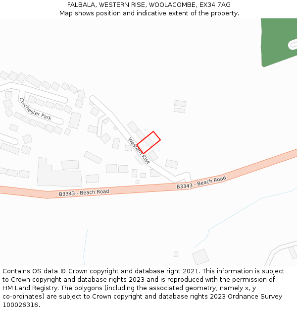 FALBALA, WESTERN RISE, WOOLACOMBE, EX34 7AG: Location map and indicative extent of plot