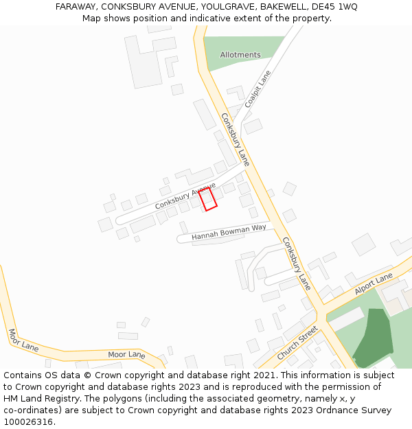 FARAWAY, CONKSBURY AVENUE, YOULGRAVE, BAKEWELL, DE45 1WQ: Location map and indicative extent of plot