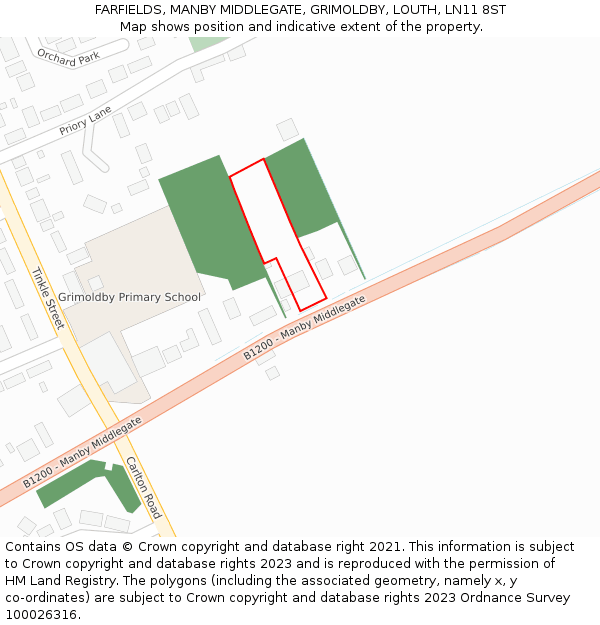 FARFIELDS, MANBY MIDDLEGATE, GRIMOLDBY, LOUTH, LN11 8ST: Location map and indicative extent of plot