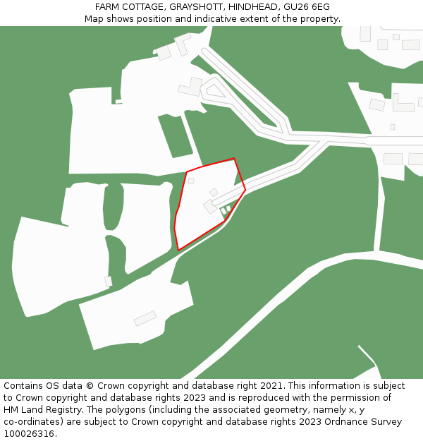 FARM COTTAGE, GRAYSHOTT, HINDHEAD, GU26 6EG: Location map and indicative extent of plot