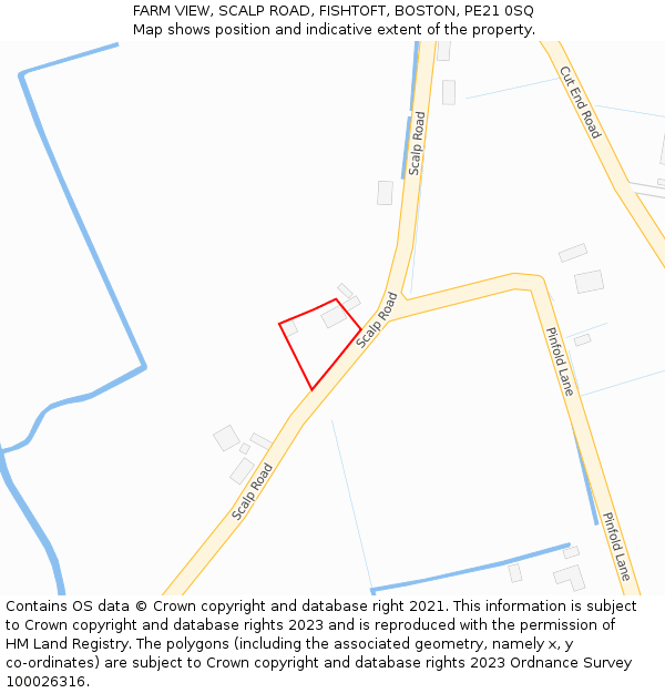 FARM VIEW, SCALP ROAD, FISHTOFT, BOSTON, PE21 0SQ: Location map and indicative extent of plot