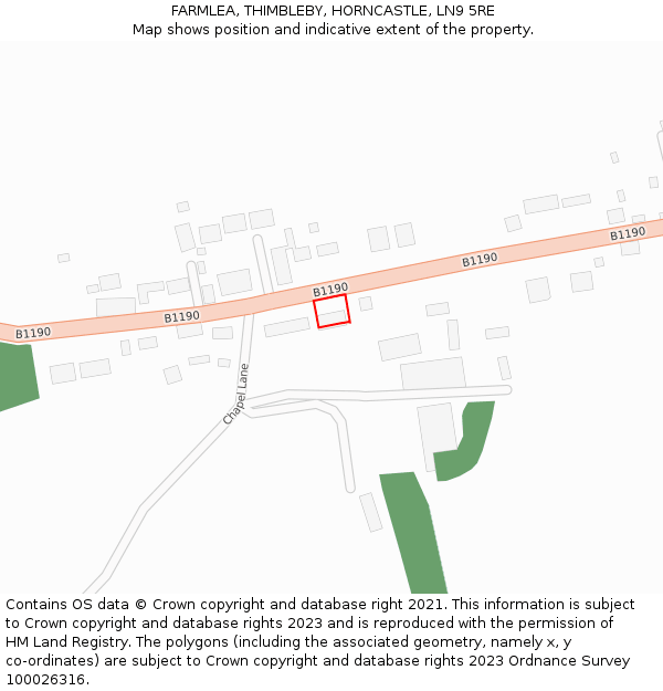 FARMLEA, THIMBLEBY, HORNCASTLE, LN9 5RE: Location map and indicative extent of plot