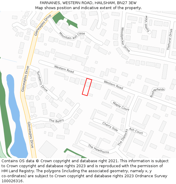 FARNANES, WESTERN ROAD, HAILSHAM, BN27 3EW: Location map and indicative extent of plot