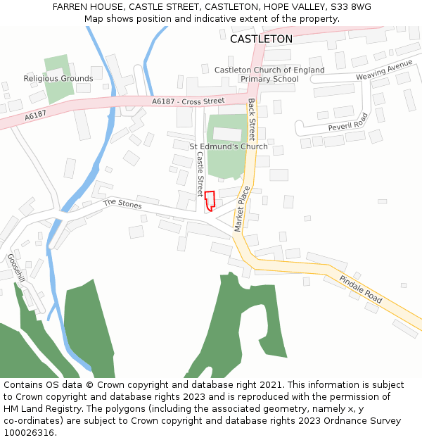 FARREN HOUSE, CASTLE STREET, CASTLETON, HOPE VALLEY, S33 8WG: Location map and indicative extent of plot