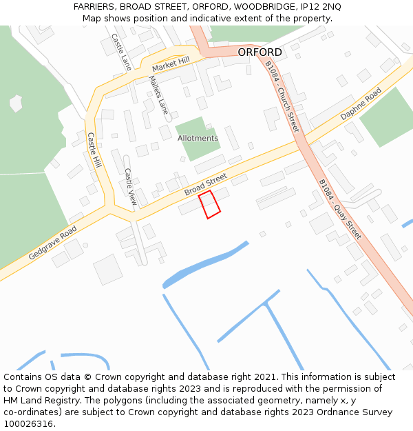 FARRIERS, BROAD STREET, ORFORD, WOODBRIDGE, IP12 2NQ: Location map and indicative extent of plot