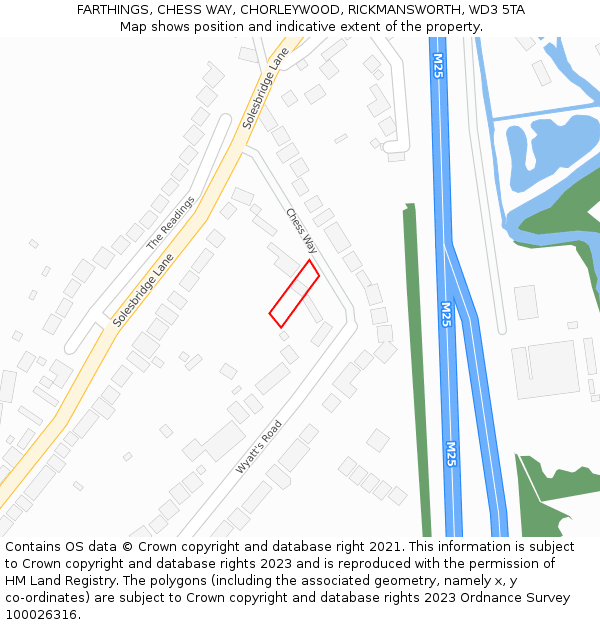 FARTHINGS, CHESS WAY, CHORLEYWOOD, RICKMANSWORTH, WD3 5TA: Location map and indicative extent of plot