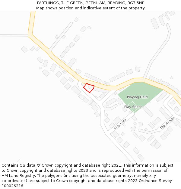 FARTHINGS, THE GREEN, BEENHAM, READING, RG7 5NP: Location map and indicative extent of plot