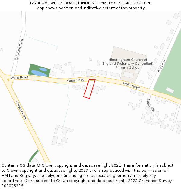 FAYREWAI, WELLS ROAD, HINDRINGHAM, FAKENHAM, NR21 0PL: Location map and indicative extent of plot