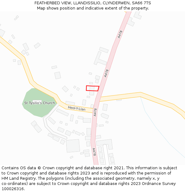 FEATHERBED VIEW, LLANDISSILIO, CLYNDERWEN, SA66 7TS: Location map and indicative extent of plot