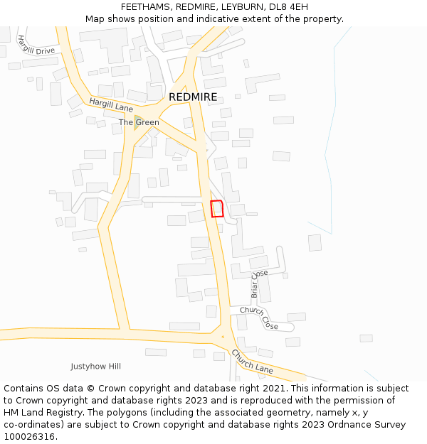 FEETHAMS, REDMIRE, LEYBURN, DL8 4EH: Location map and indicative extent of plot