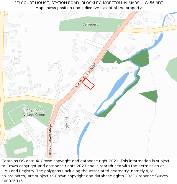 FELCOURT HOUSE, STATION ROAD, BLOCKLEY, MORETON-IN-MARSH, GL56 9DT: Location map and indicative extent of plot