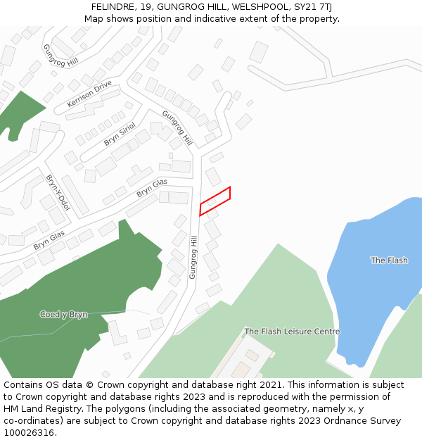 FELINDRE, 19, GUNGROG HILL, WELSHPOOL, SY21 7TJ: Location map and indicative extent of plot