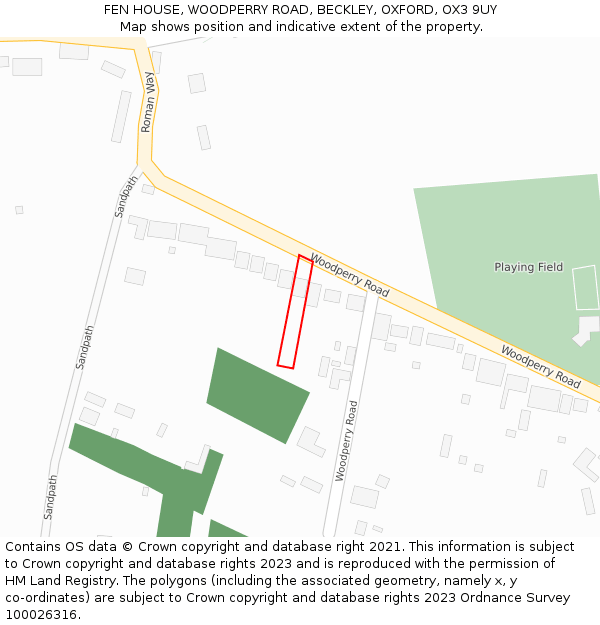 FEN HOUSE, WOODPERRY ROAD, BECKLEY, OXFORD, OX3 9UY: Location map and indicative extent of plot