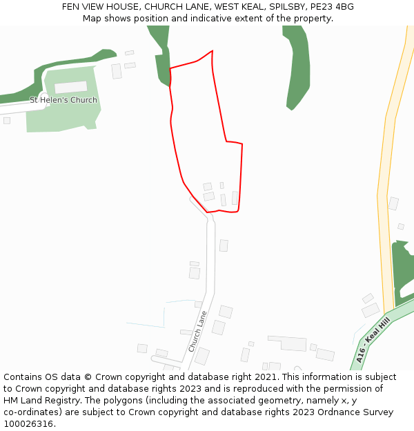 FEN VIEW HOUSE, CHURCH LANE, WEST KEAL, SPILSBY, PE23 4BG: Location map and indicative extent of plot