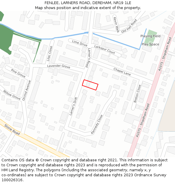 FENLEE, LARNERS ROAD, DEREHAM, NR19 1LE: Location map and indicative extent of plot