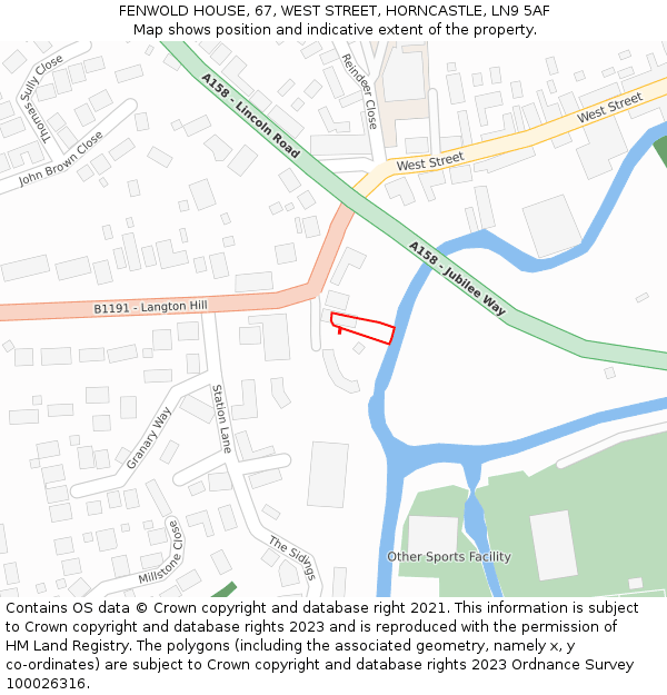 FENWOLD HOUSE, 67, WEST STREET, HORNCASTLE, LN9 5AF: Location map and indicative extent of plot