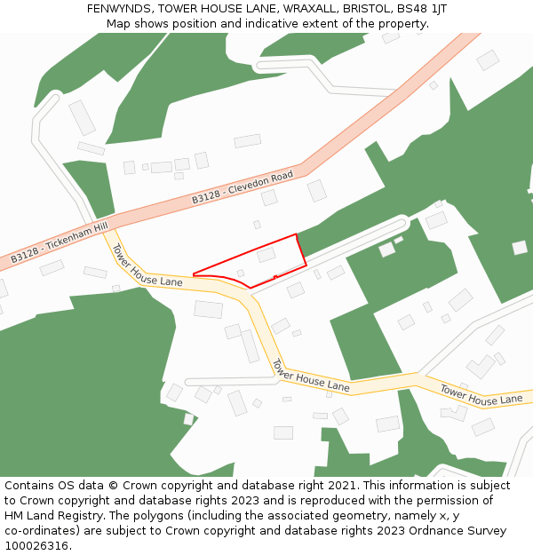 FENWYNDS, TOWER HOUSE LANE, WRAXALL, BRISTOL, BS48 1JT: Location map and indicative extent of plot