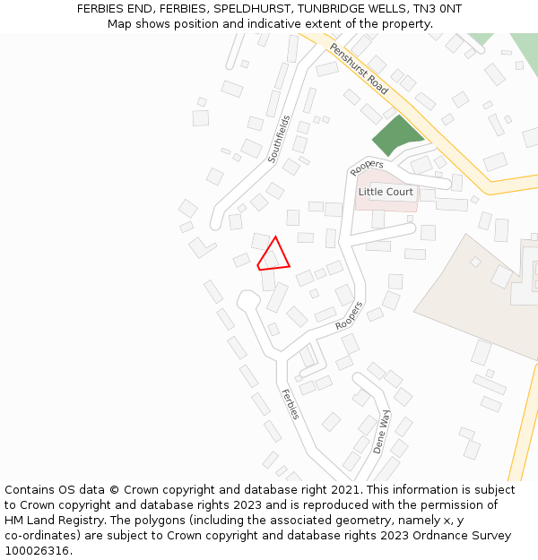 FERBIES END, FERBIES, SPELDHURST, TUNBRIDGE WELLS, TN3 0NT: Location map and indicative extent of plot