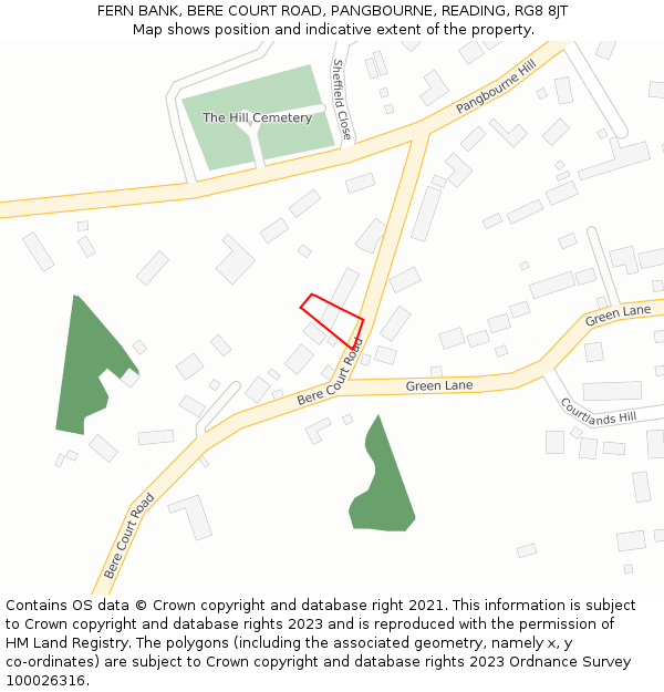 FERN BANK, BERE COURT ROAD, PANGBOURNE, READING, RG8 8JT: Location map and indicative extent of plot