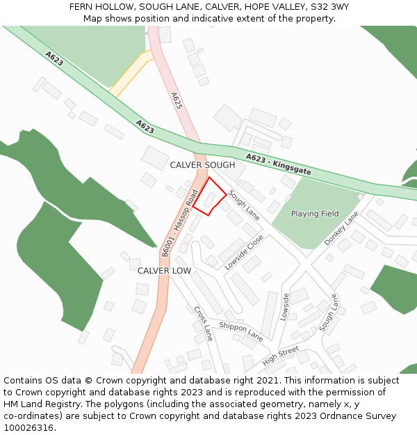 FERN HOLLOW, SOUGH LANE, CALVER, HOPE VALLEY, S32 3WY: Location map and indicative extent of plot