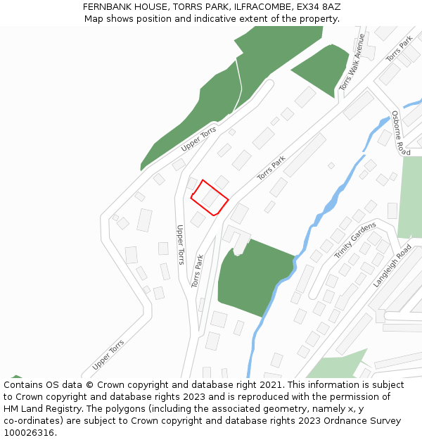 FERNBANK HOUSE, TORRS PARK, ILFRACOMBE, EX34 8AZ: Location map and indicative extent of plot