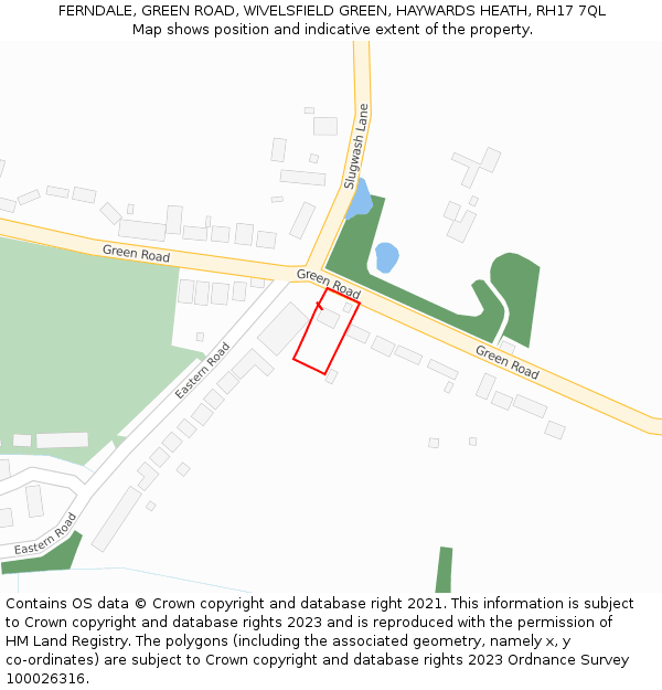 FERNDALE, GREEN ROAD, WIVELSFIELD GREEN, HAYWARDS HEATH, RH17 7QL: Location map and indicative extent of plot